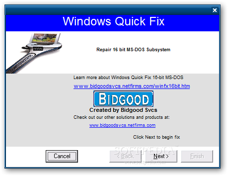Erreur de sous-système 16 tad ms-dos dans Windows 7