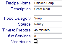 Access Food Recipe Database Management