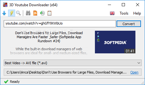3D Youtube Downloader 1.20.1 + Batch 2.12.17 for windows download free