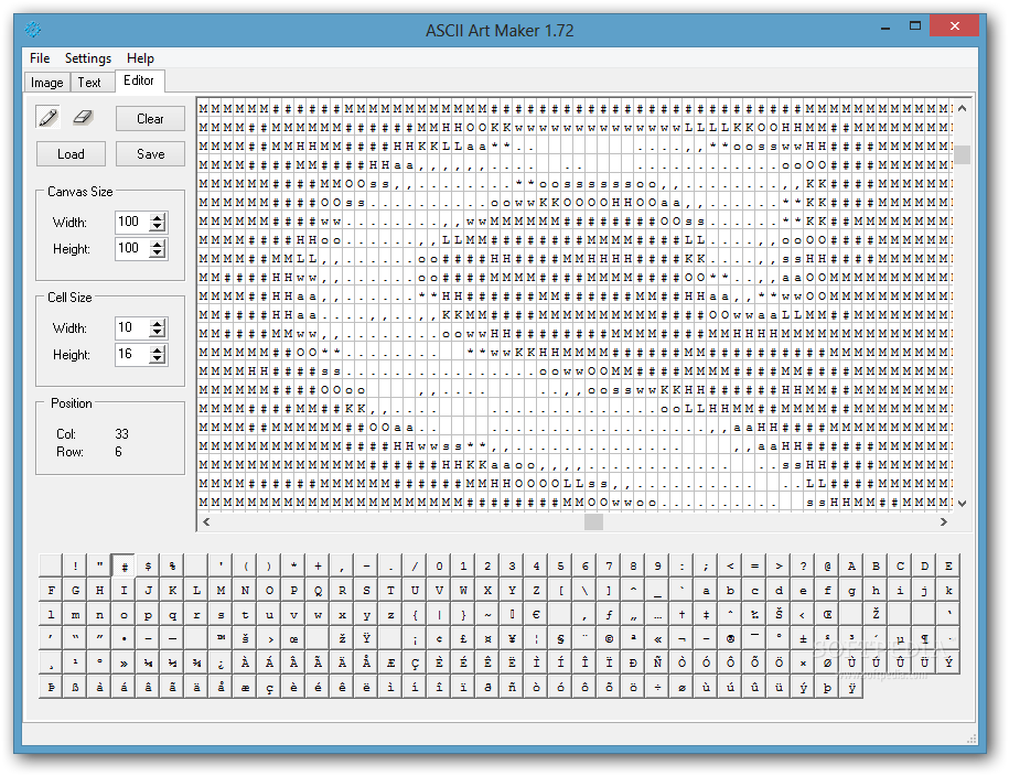 printing ascii art in terminal with characters