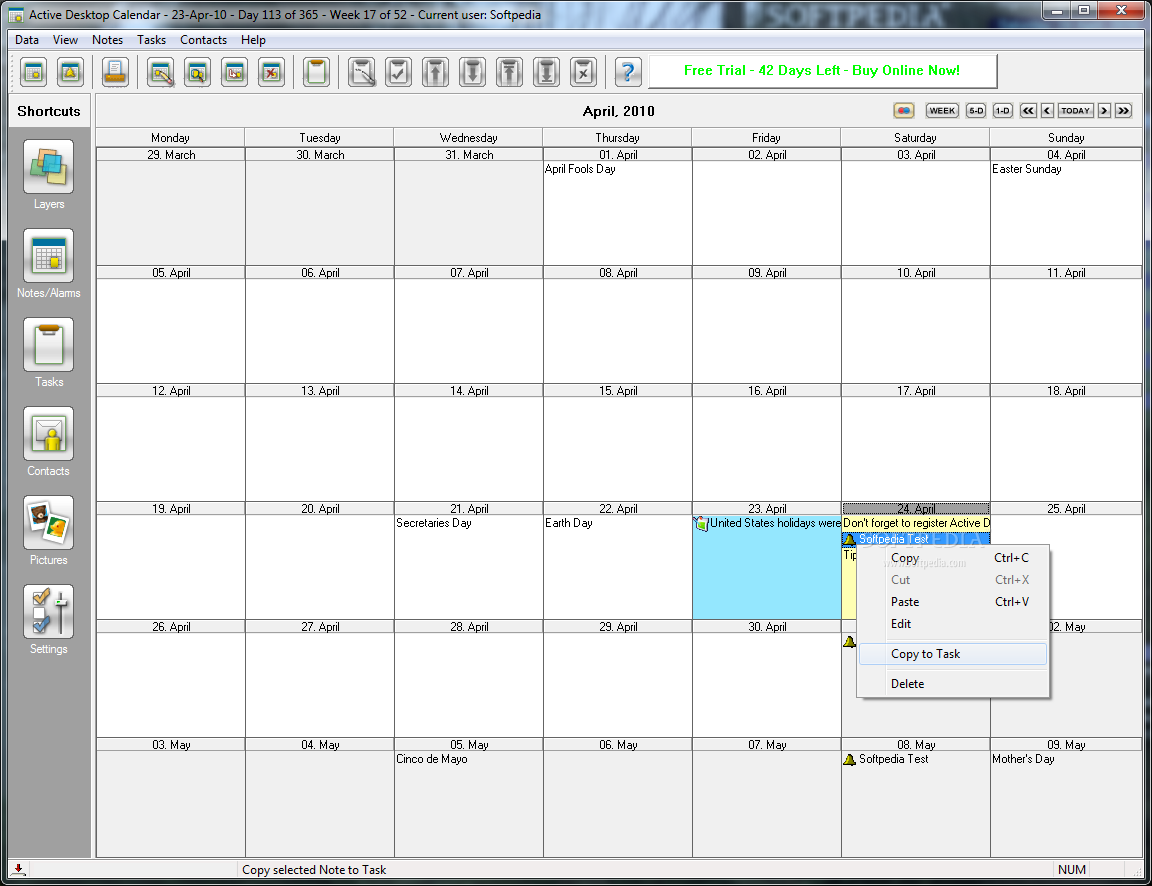 Editable Desktop Calendar