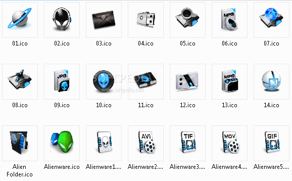 Alienware blue icon pack
