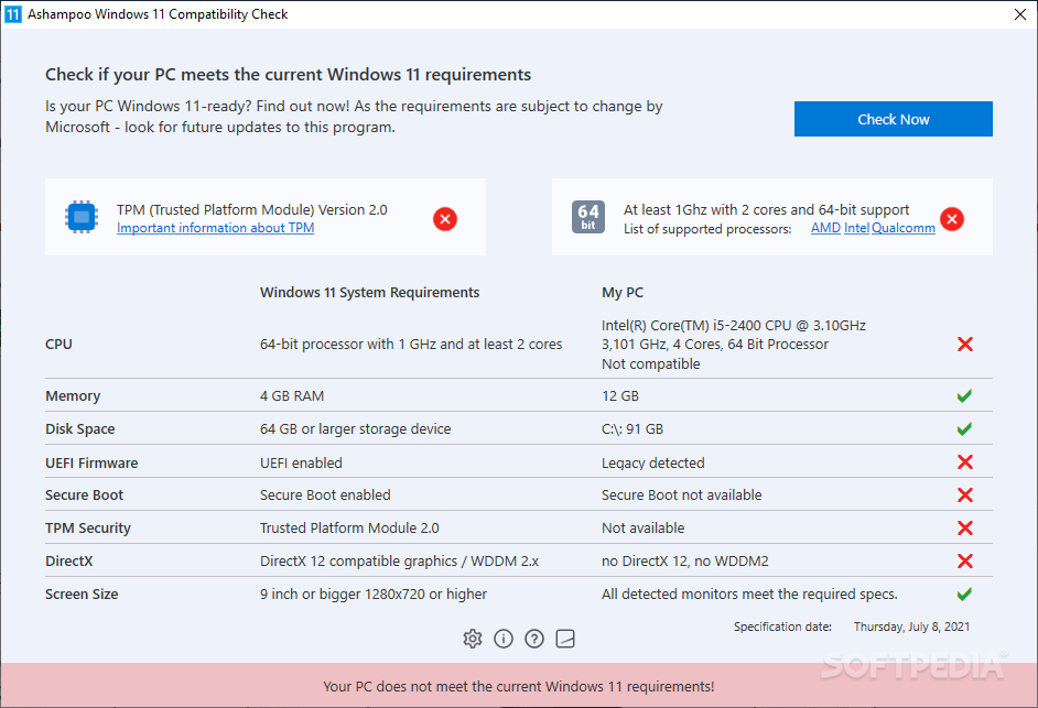 Ashampoo Windows 11 Compatibility Check screenshot #0