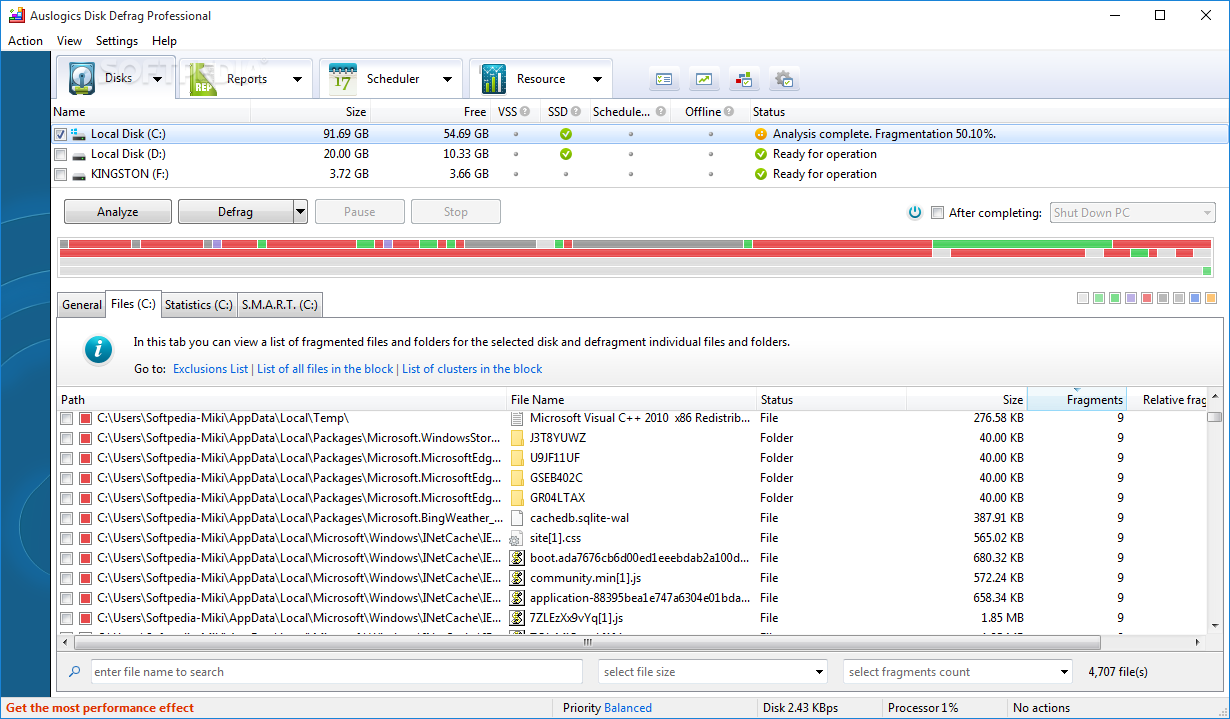 Auslogics Disk Defrag Pro screenshot #1