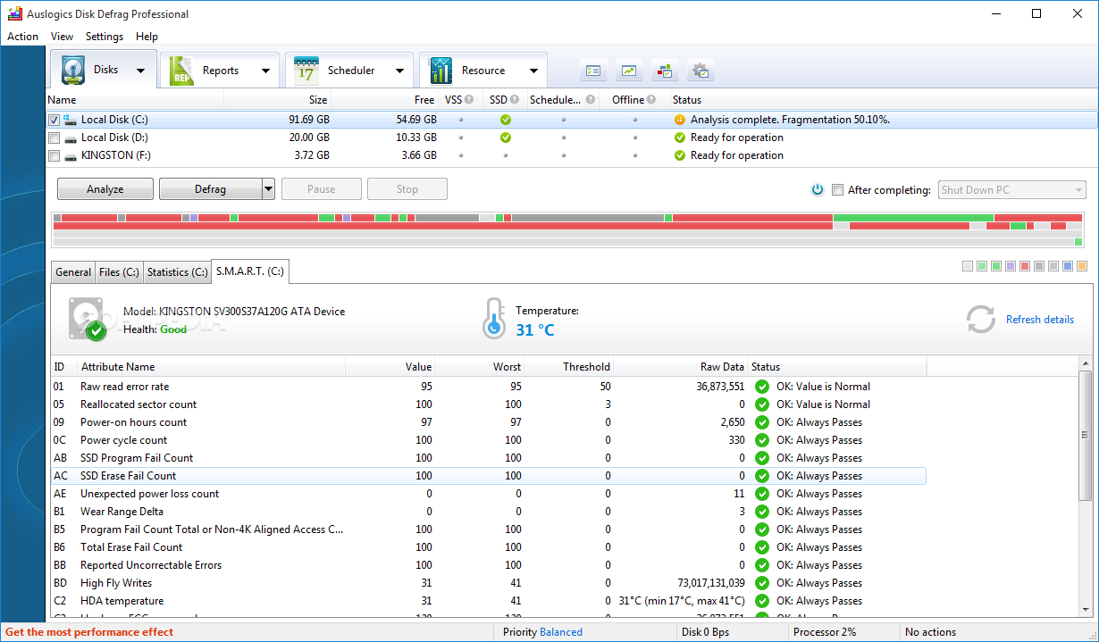 Auslogics Disk Defrag Pro 11.0.0.3 / Ultimate 4.12.0.4 free instals