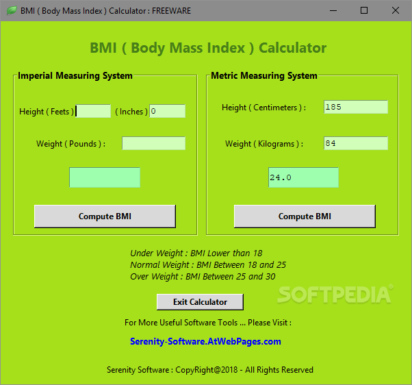 online body mass index calculator