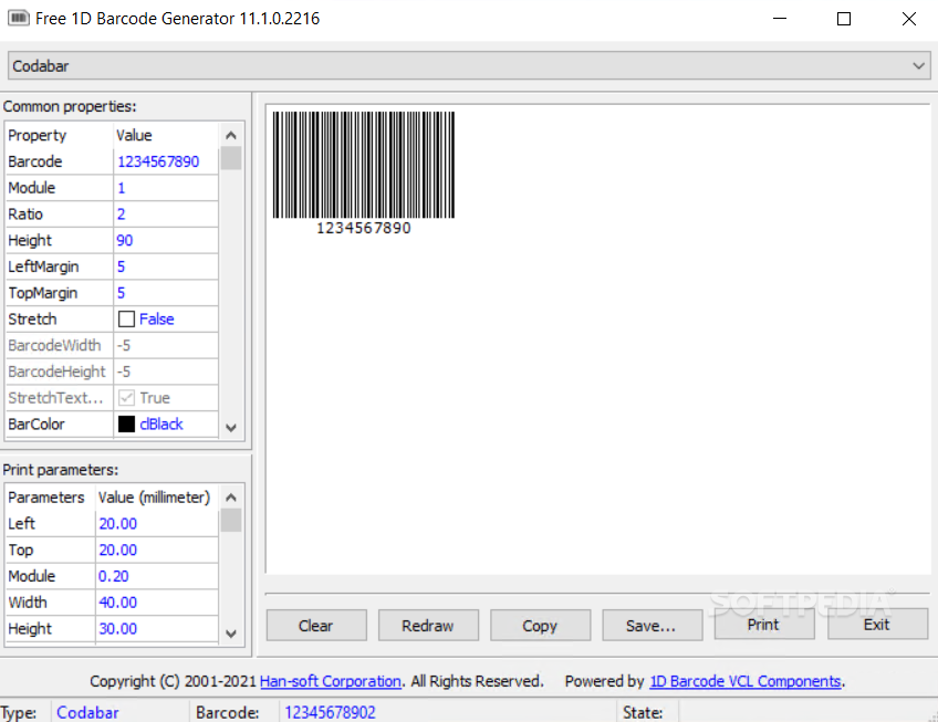 1D Barcode VCL Components screenshot #0