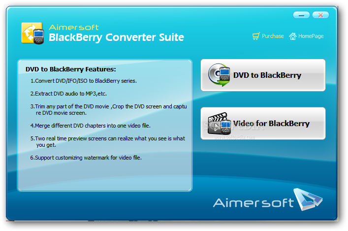 Device vid. Aimersoft DVD Converter Suite. Nokia Audio Suite. BLACKBERRY Converter.