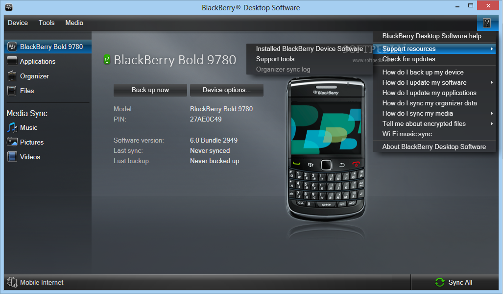 blackberry desktop manager torch 9810