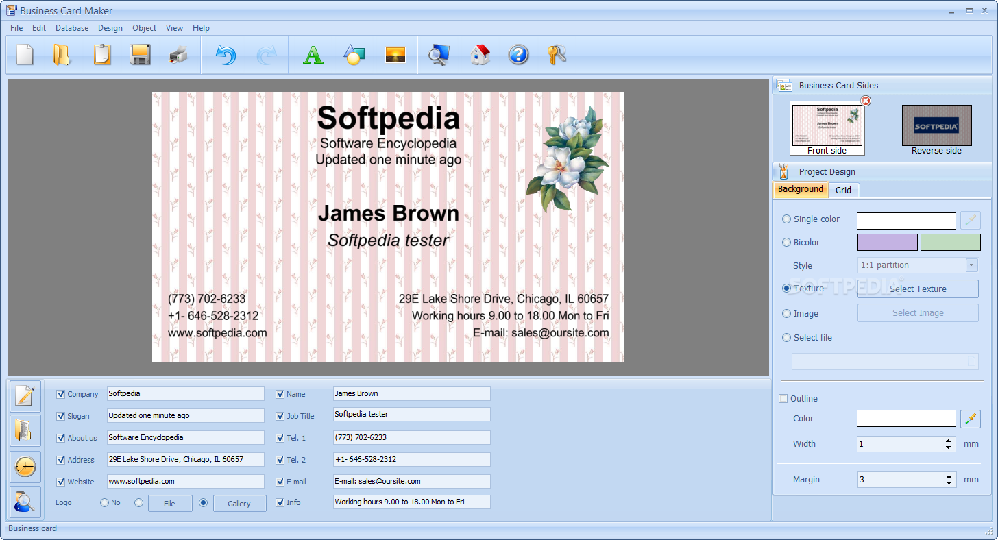 business card software download