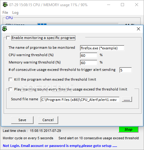 CPU Monitor and Alert screenshot #2