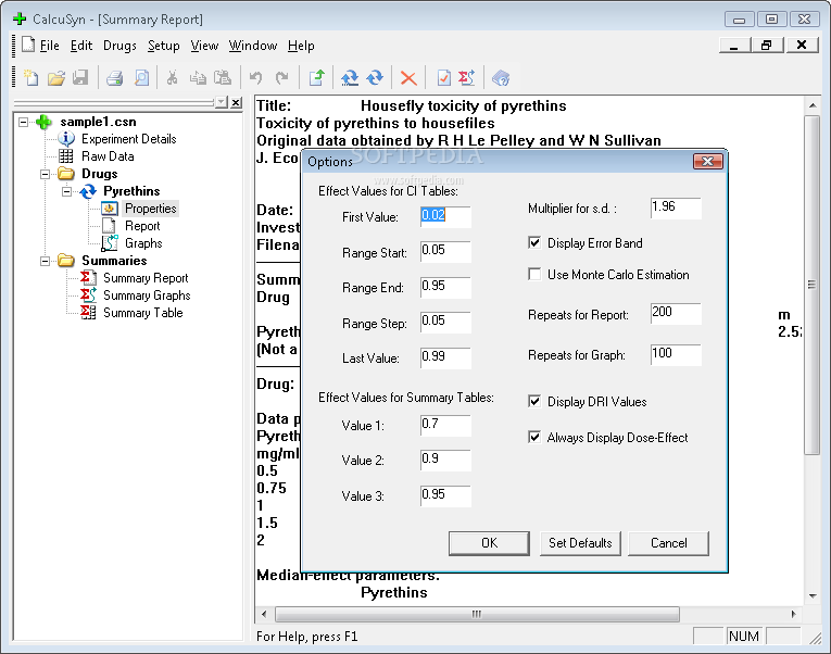 calcusyn windows software for dose effect analysis