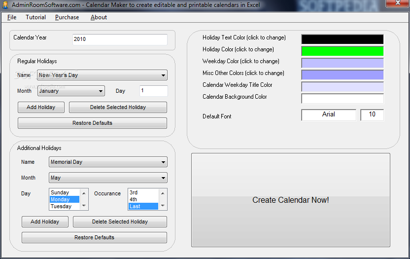 Download Calendar Maker to create editable and printable calendars in