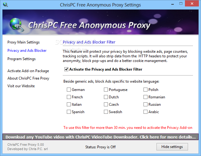 chrispc free anonymous proxy settings