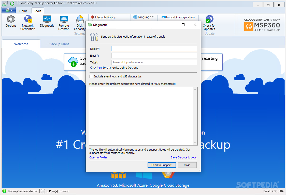 Windows backup service