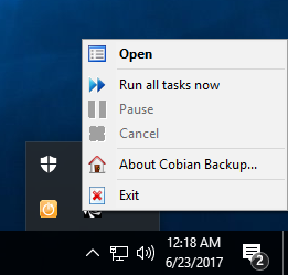 cobian backup shadow copy log on error