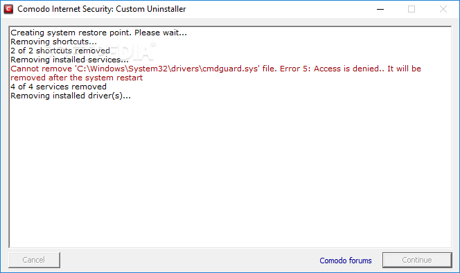 Comodo Internet Security: Custom Uninstaller screenshot #2