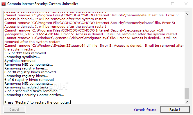 Comodo Internet Security: Custom Uninstaller screenshot #3