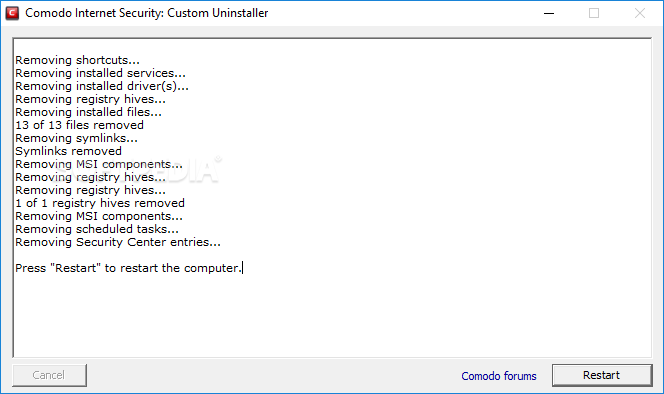 Comodo Internet Security: Custom Uninstaller screenshot #5