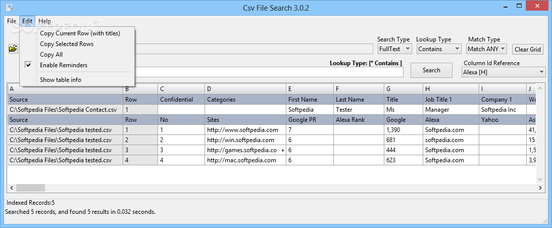 search multiple csv files for text mac