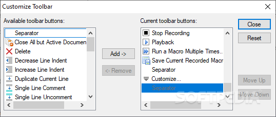 Customize Toolbar screenshot #1