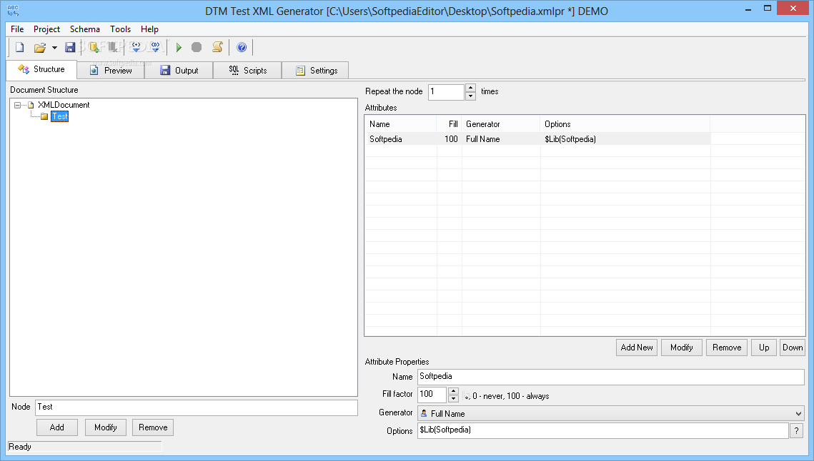 DTM Test XML Generator screenshot #0