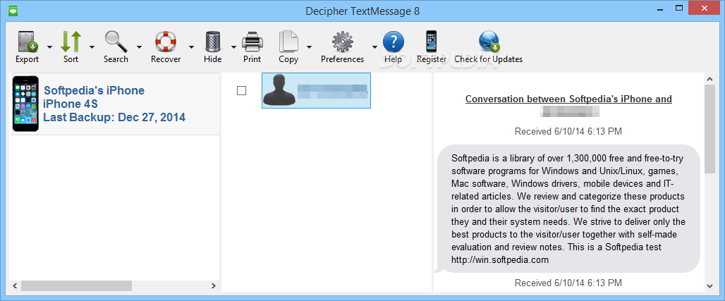 decipher text message how to delete backup