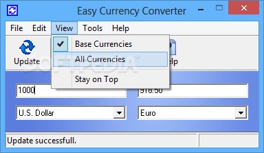 Currency converter for 164 currencies