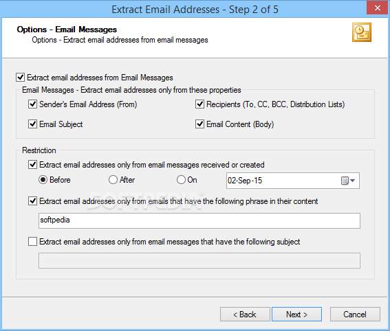 email address extractor outlook
