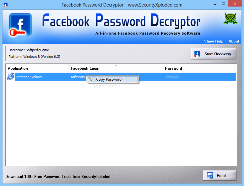 Free facebook password recovery