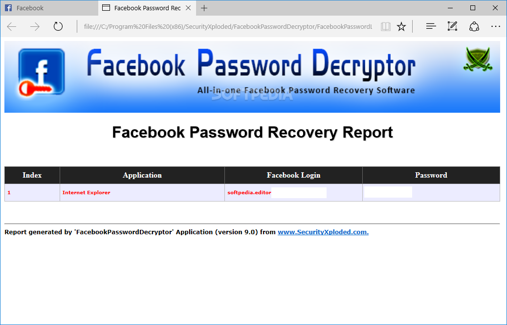 facebook password decryptor