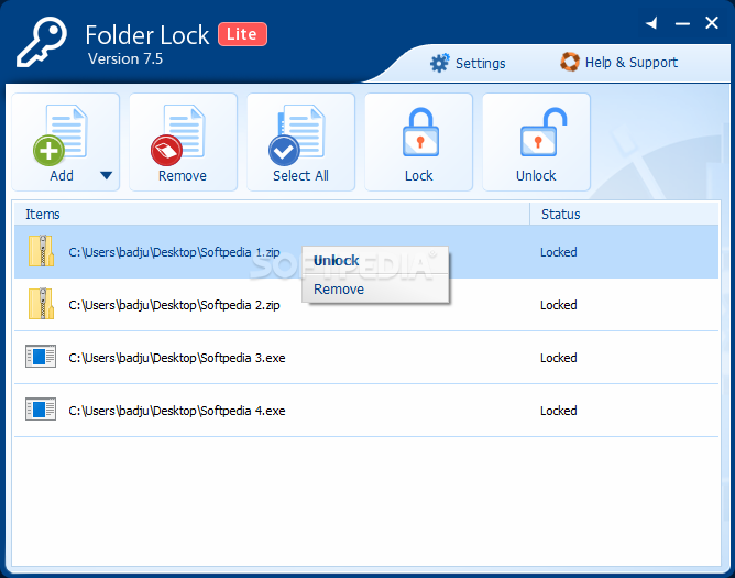 Folder Lock Lite Edition screenshot #1