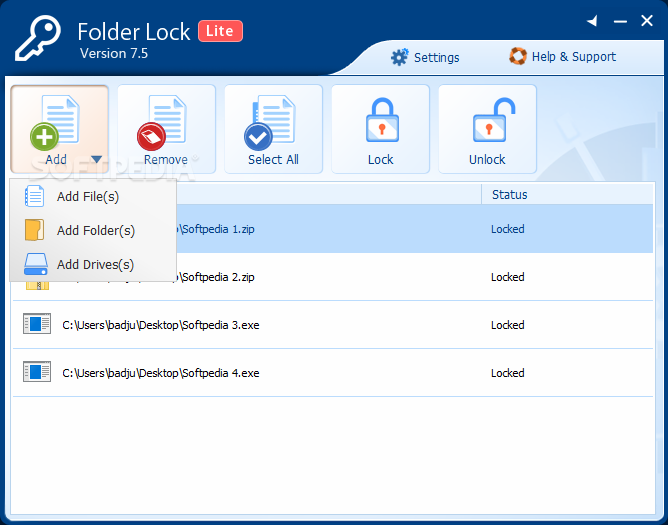 Folder Lock Lite Edition screenshot #2
