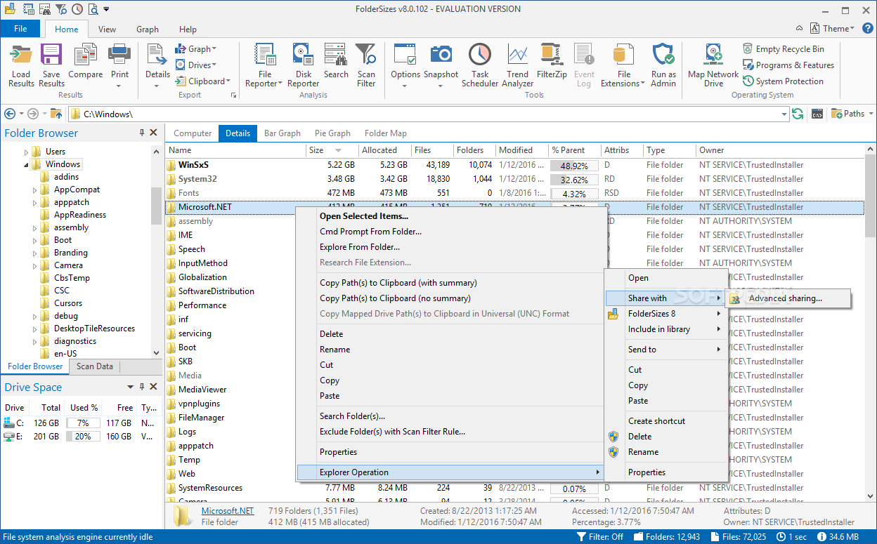 FolderSizes 9.5.425 download the new for windows