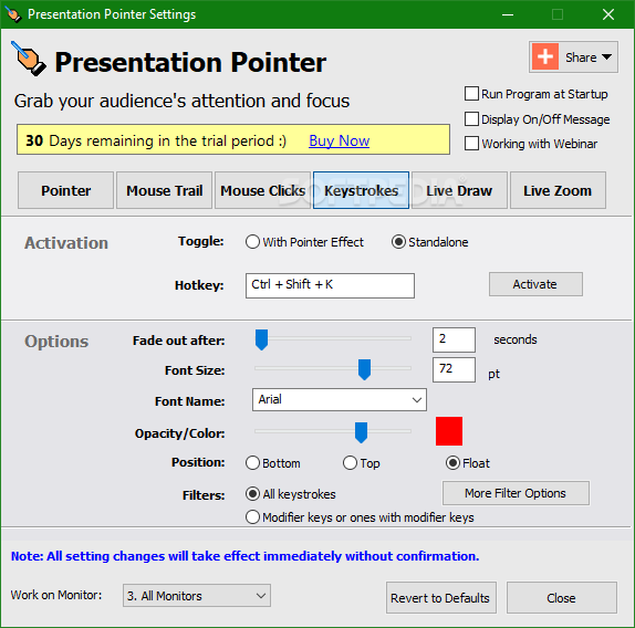 presentation pointer on screen