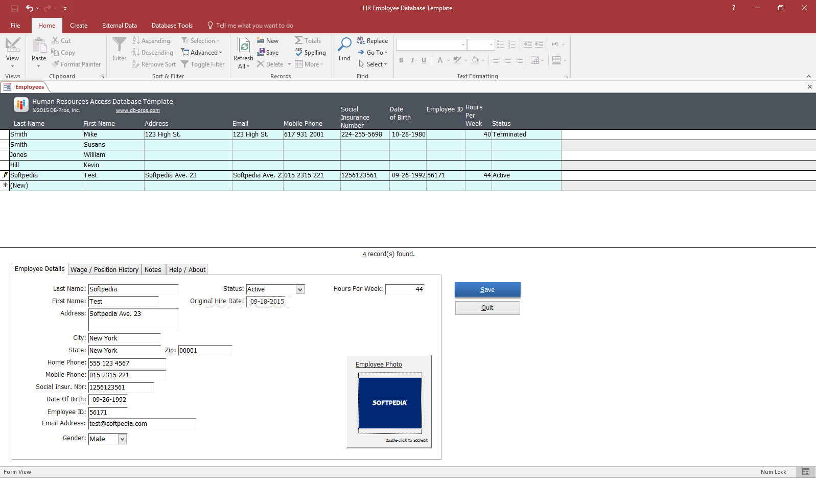 ms access employee database template