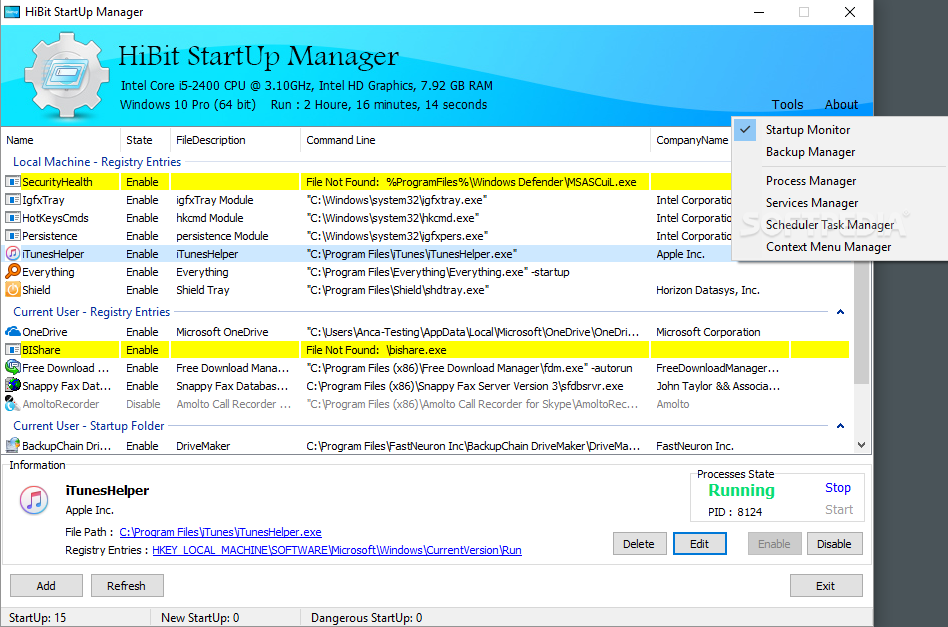 download HiBit Startup Manager 2.6.20 free