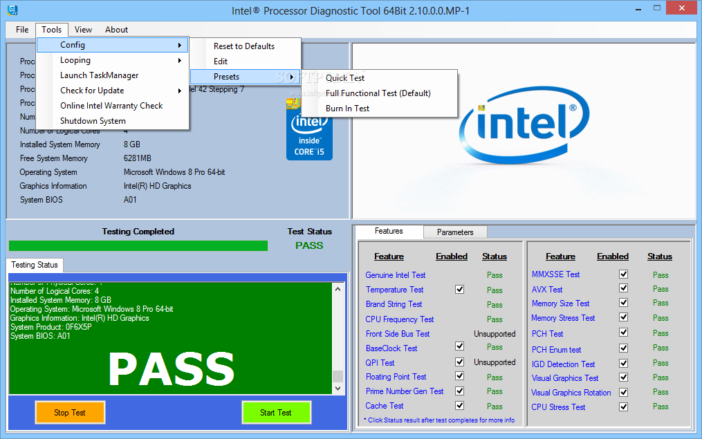 intel processor diagnostic tool 64 bit windows 10