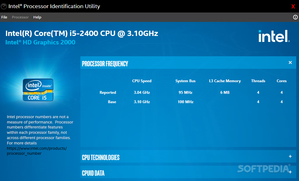 Intel Processor Identification Utility screenshot #0