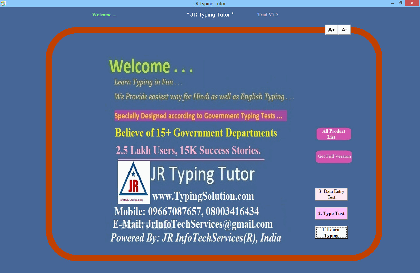 Jr hindi english typing tutor serial key free download