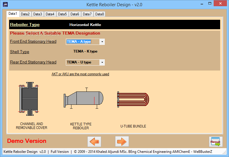 Kettle Reboiler Design screenshot #2