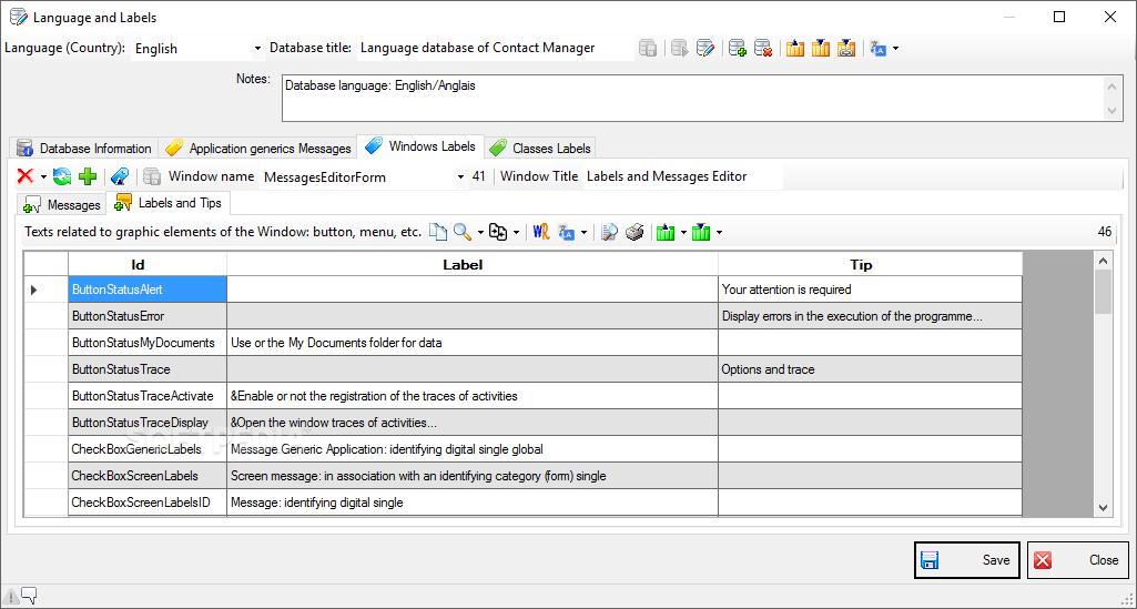 Labels & Messages Editor screenshot #3