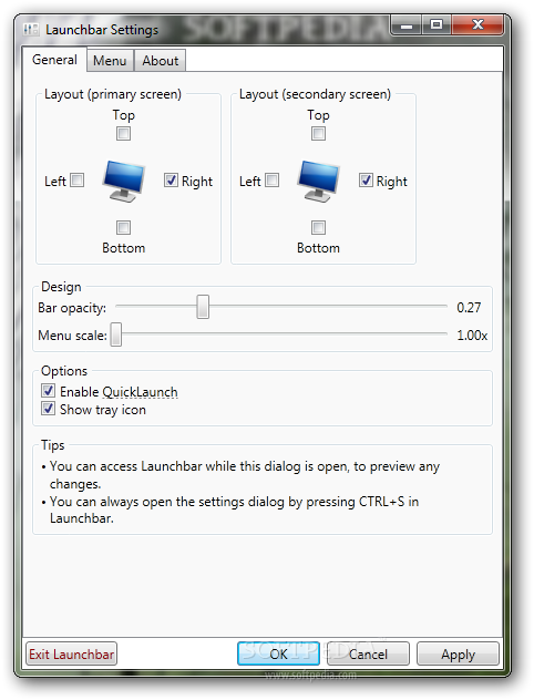 options menu groove launchbar