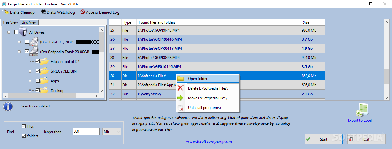 Large Files And Folders Finder+ screenshot #1
