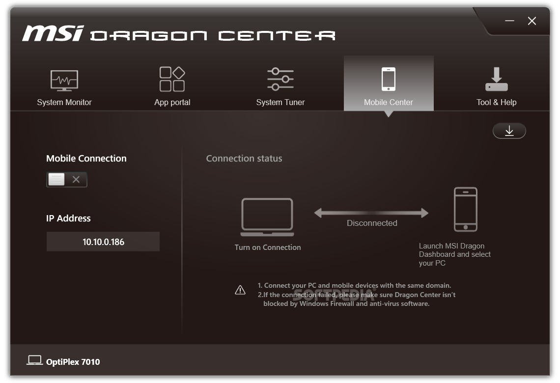 download the new for windows MSI Dragon Center