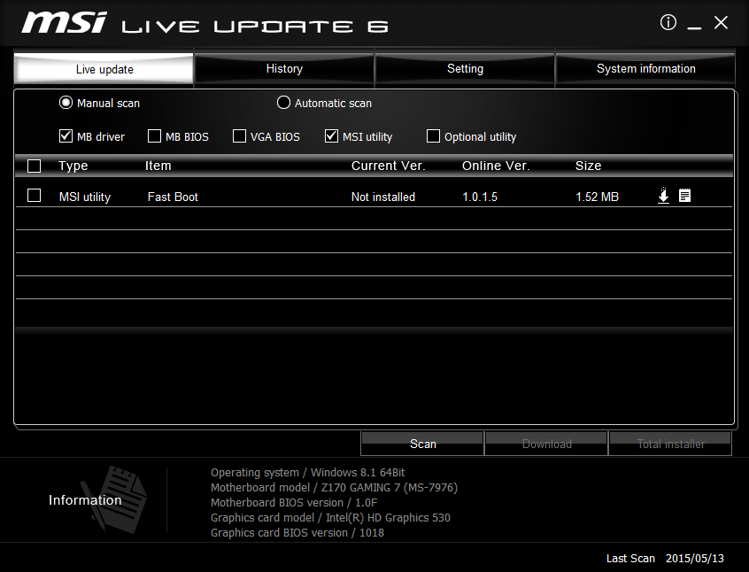 MSI Live Update screenshot #2