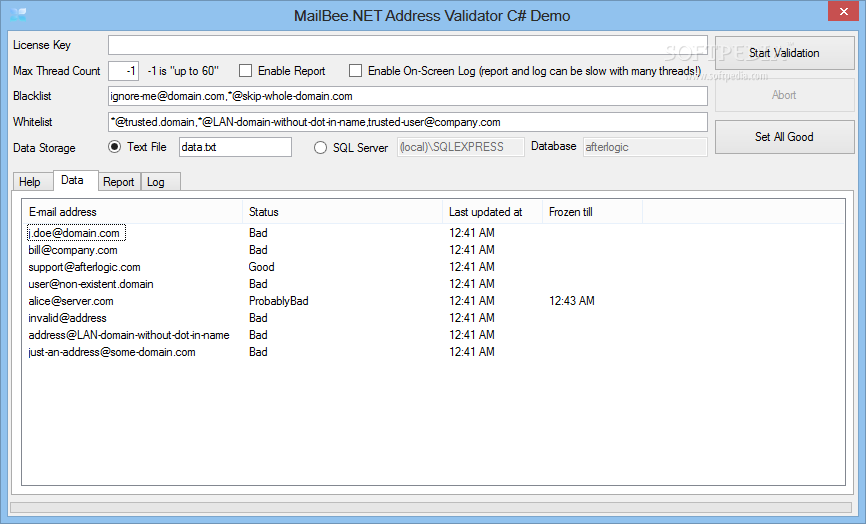 MailBee.NET Address Validator screenshot #1