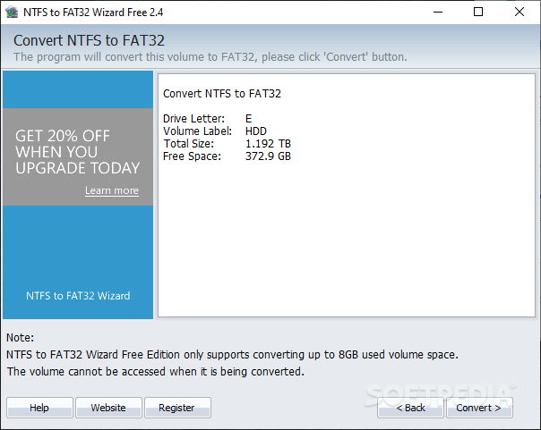 NTFS to FAT32 Wizard Free screenshot #2