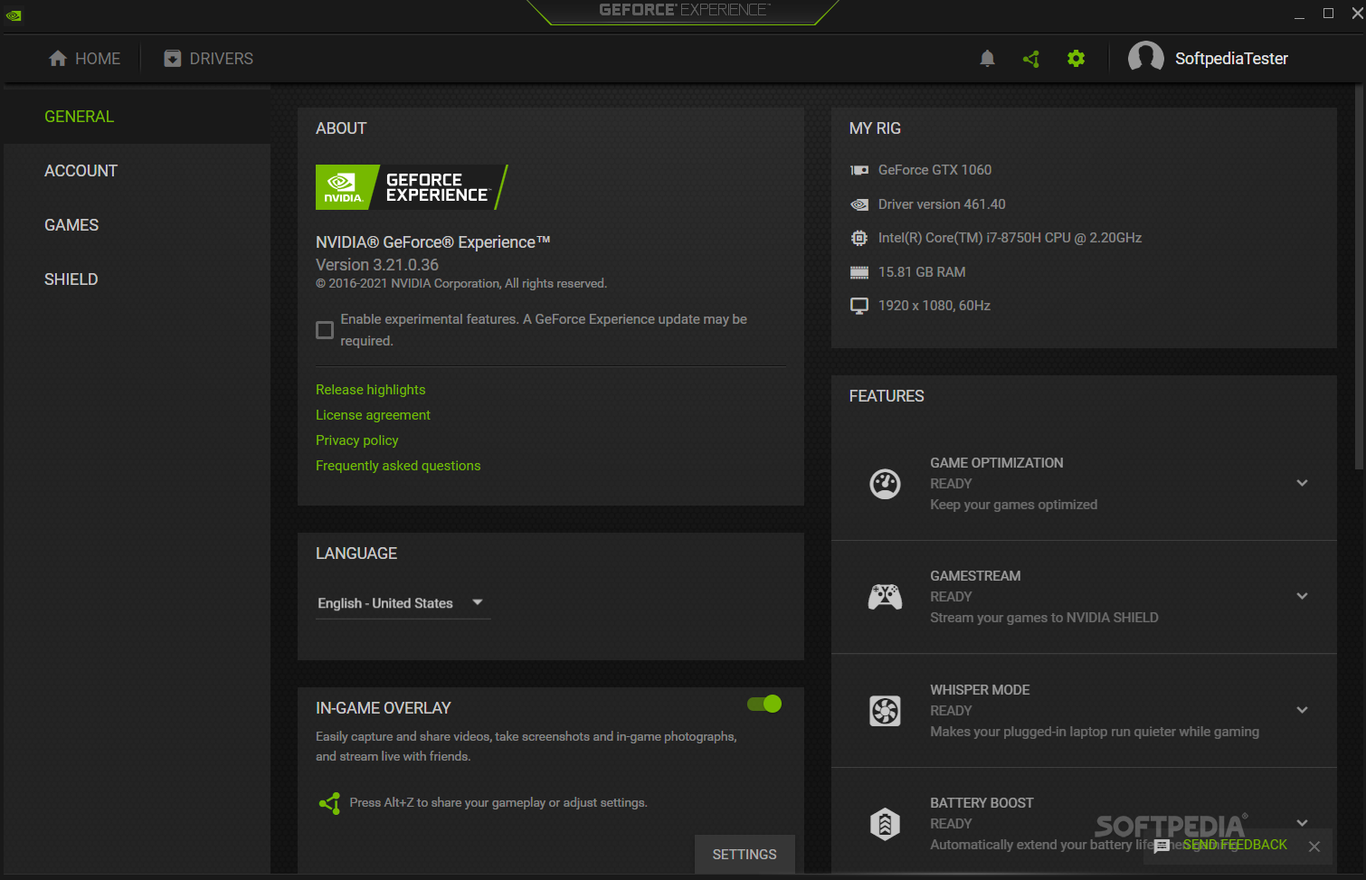NVIDIA GeForce Experience screenshot #3