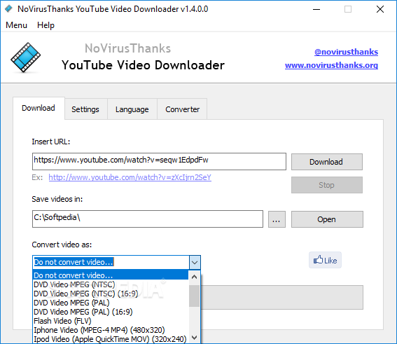 Download NoVirusThanks YouTube Video Downloader 1.4.0.0